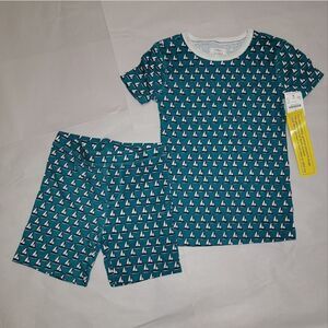 New J. CREW Crewcuts Boys Sailboat 2 Piece Pajama Shorts Outfit Set Size 7